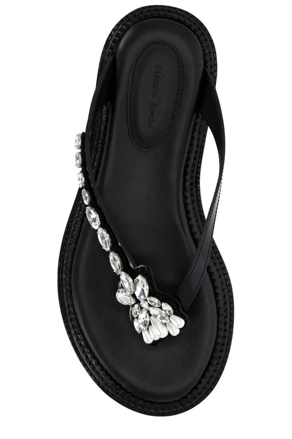 Thong Sandals With Crystal Embellishment