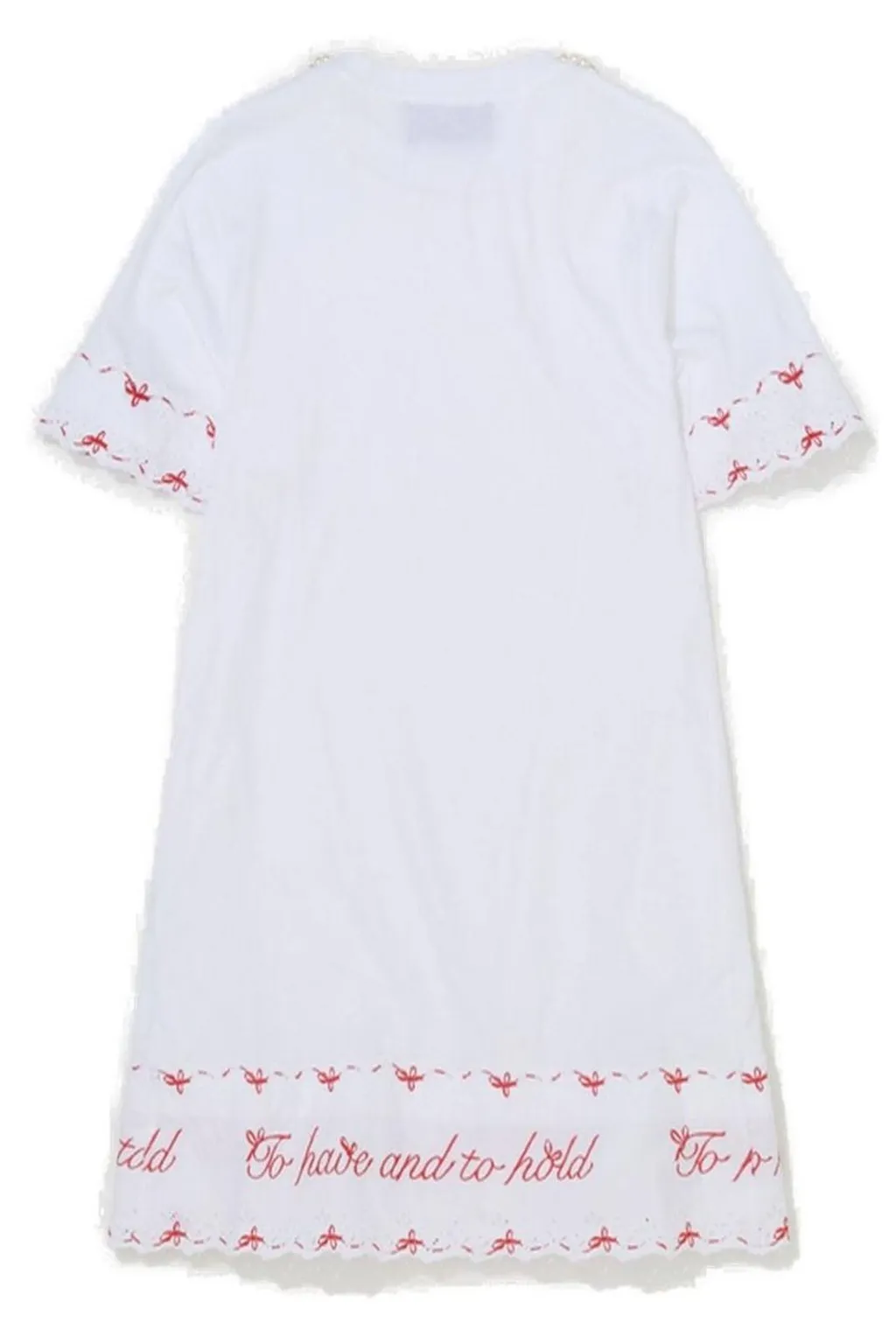 Dress With Embroidered Text And Bows