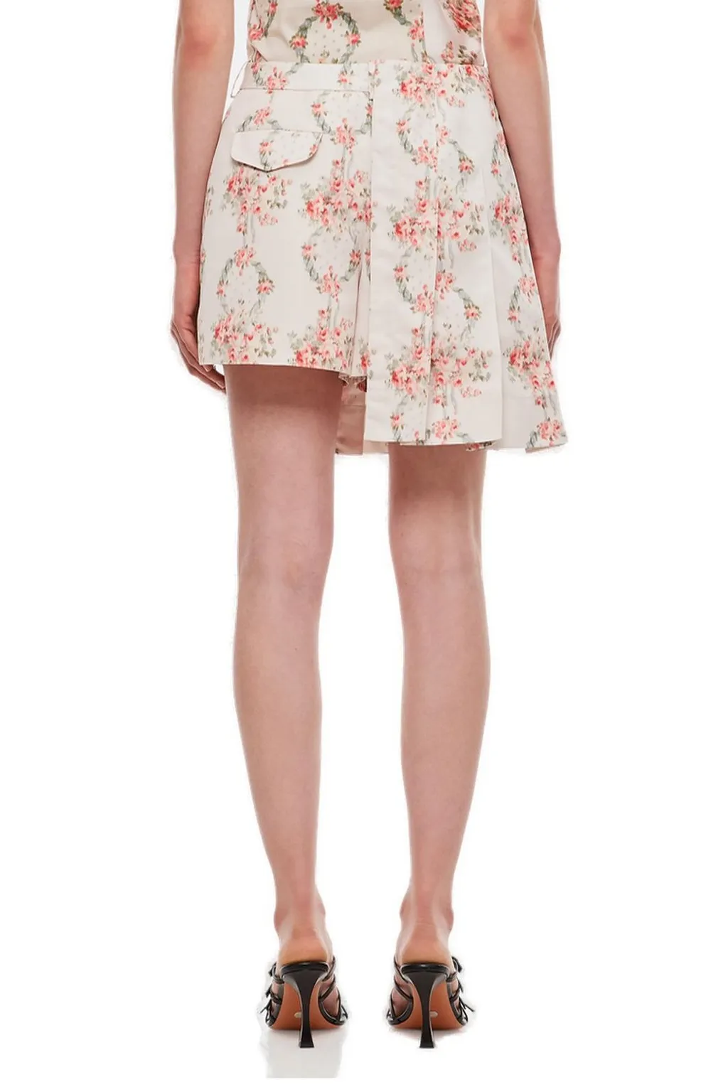 Pleated Floral Mini Skirt