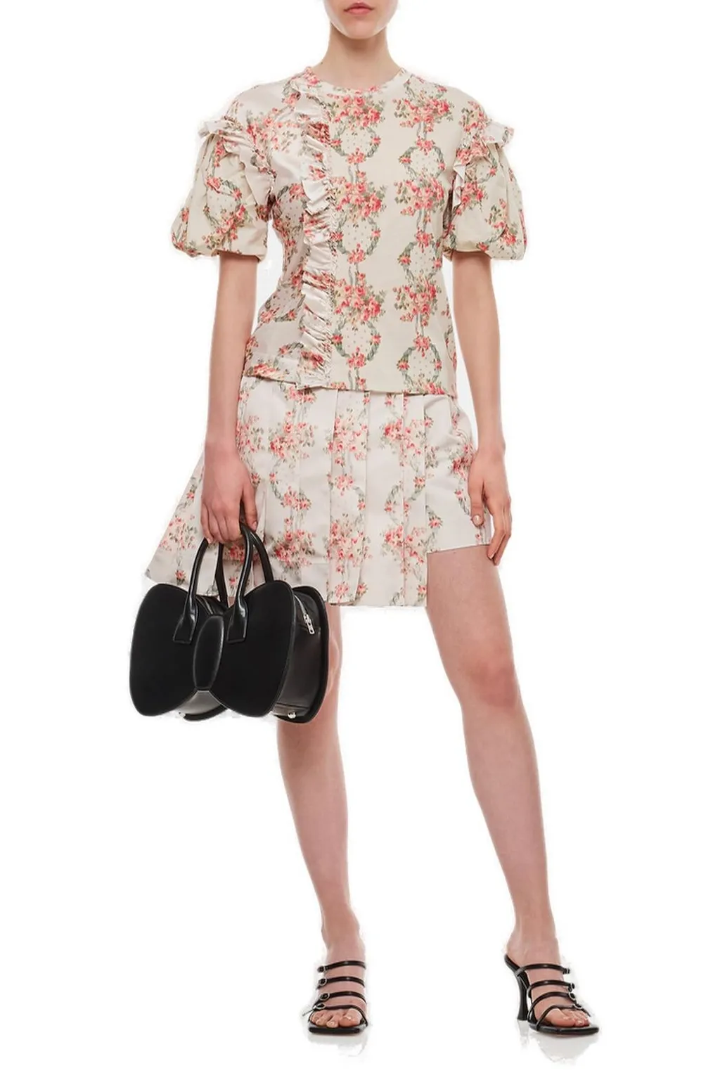 Pleated Floral Mini Skirt