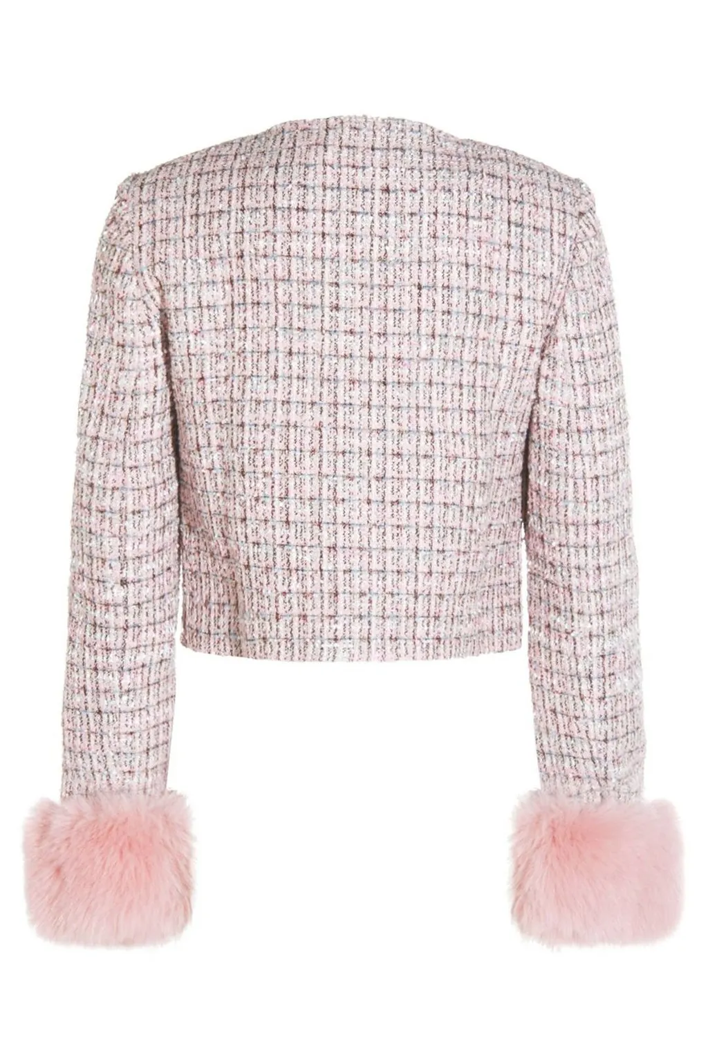 Tweed Jacket With Feather Cuffs