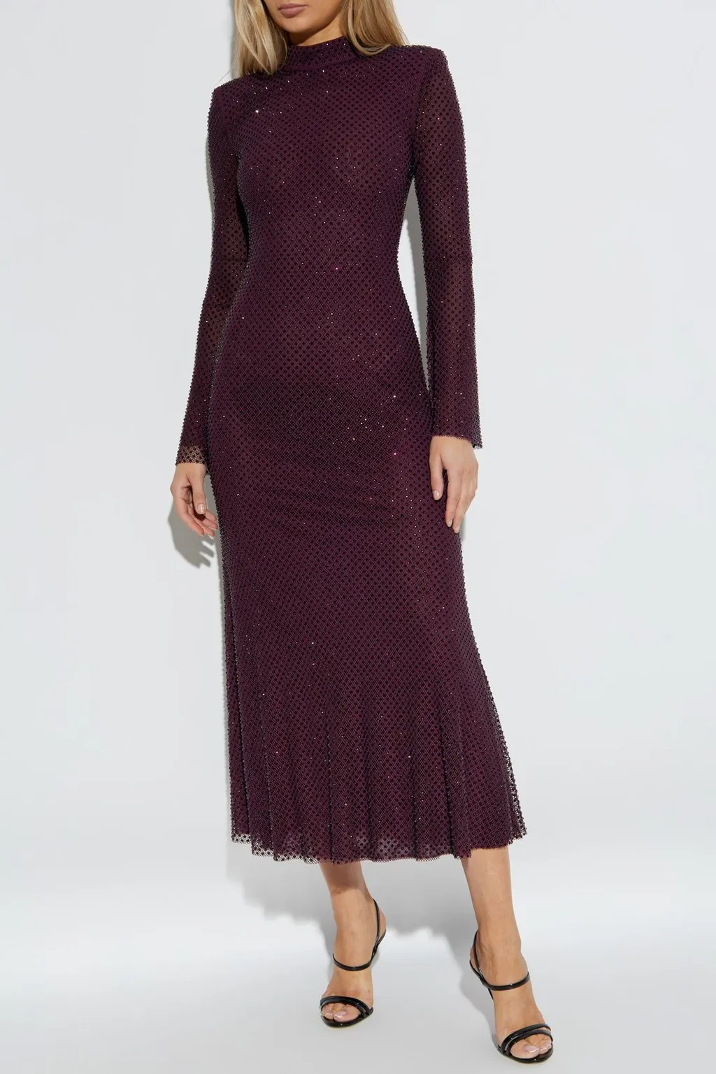 Sequin Embellished Long Sleeve Gown