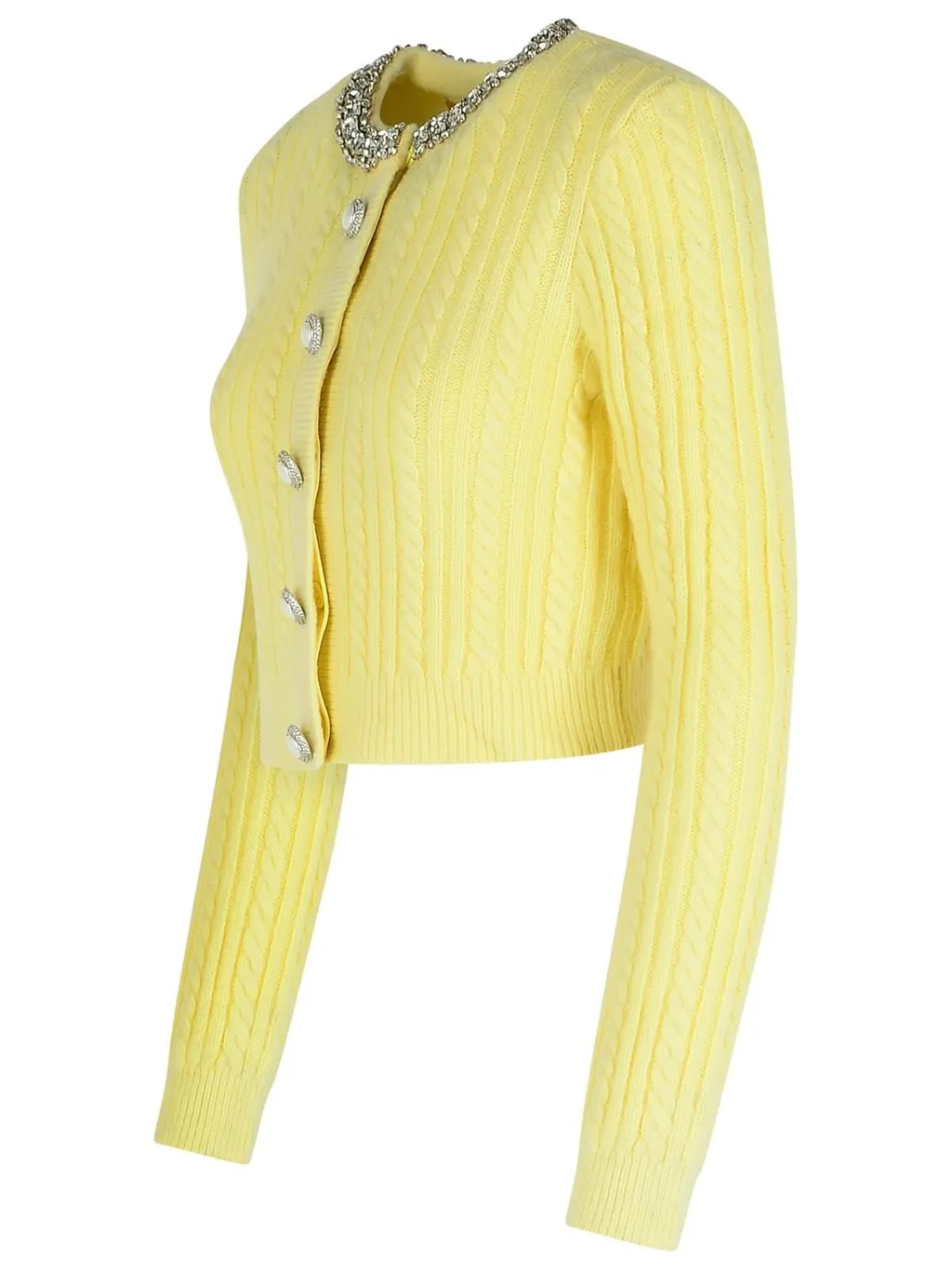 Cropped Cable Knit Cardigan