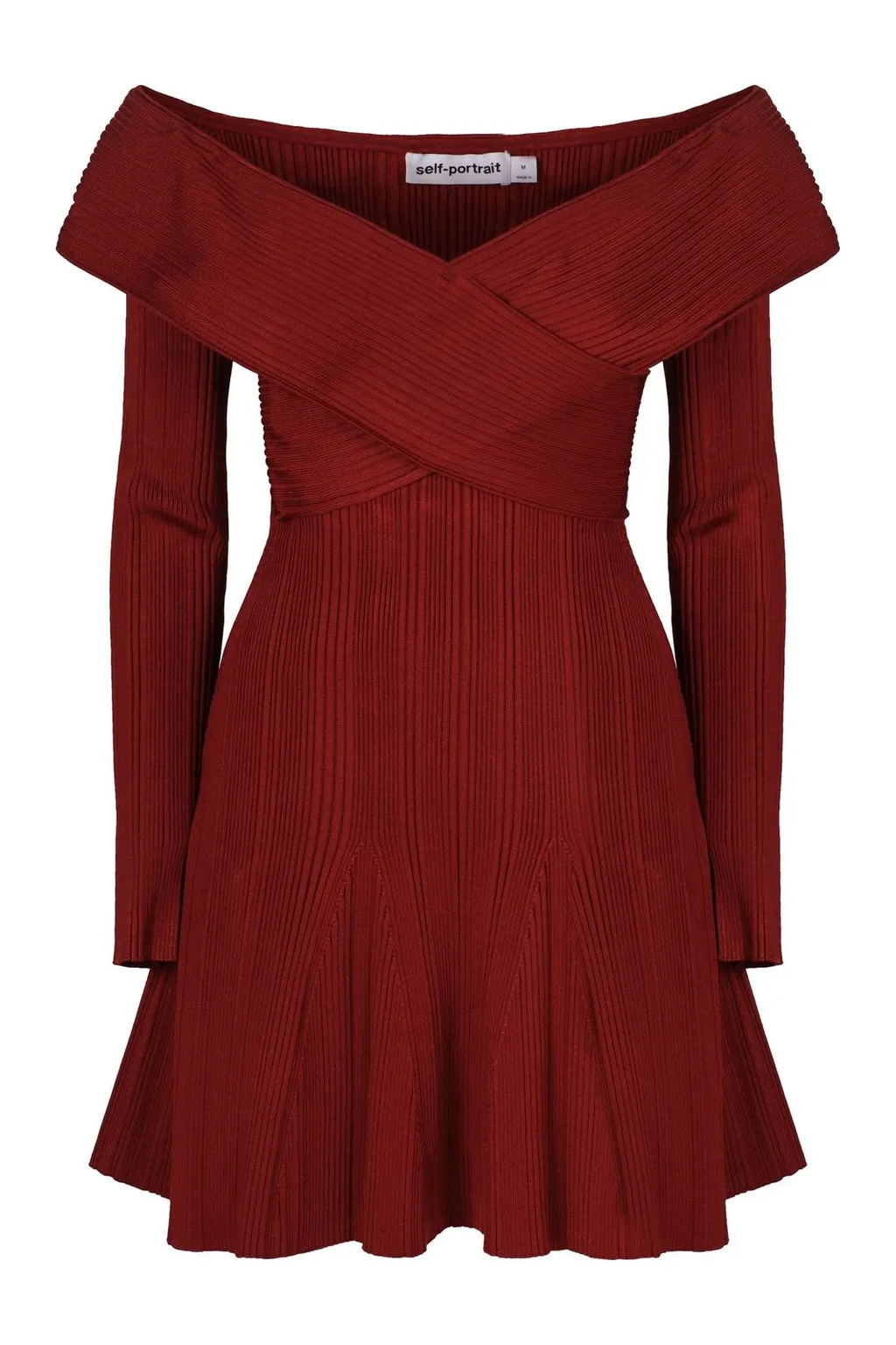 Off-The-Shoulder Ribbed Knit Mini Dress