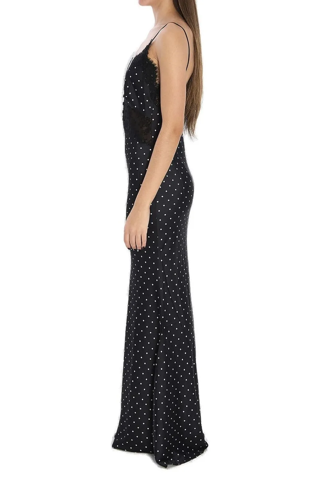 Polka Dot Lace Trim Maxi Dress
