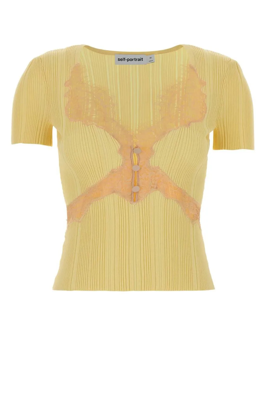 Ribbed Knit Top With Lace Detail
