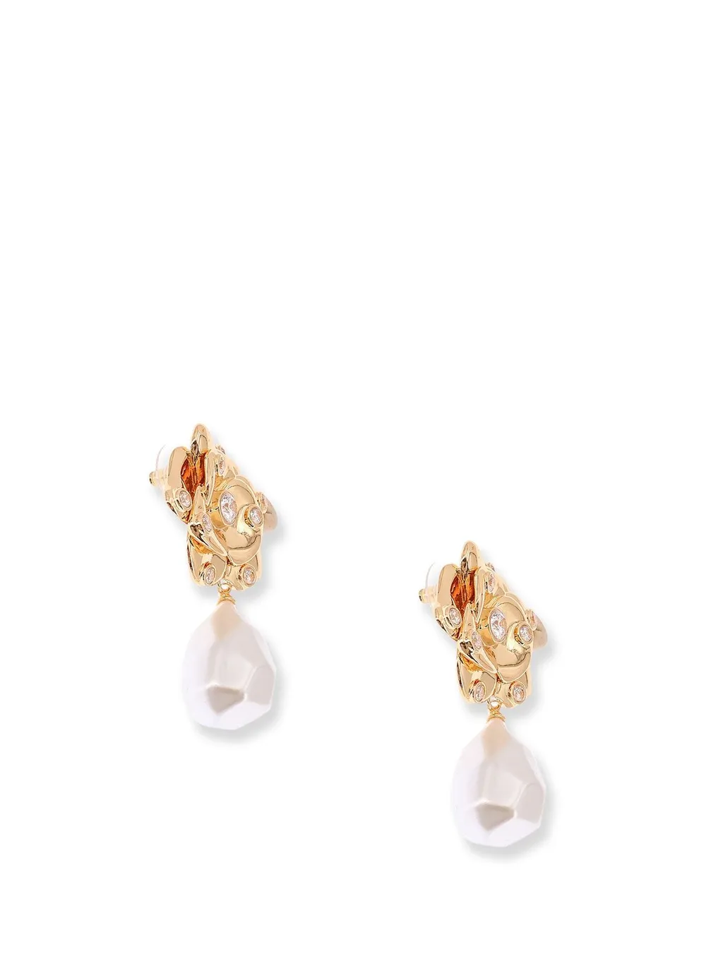 Rose Stud Earrings With Pearl Drop