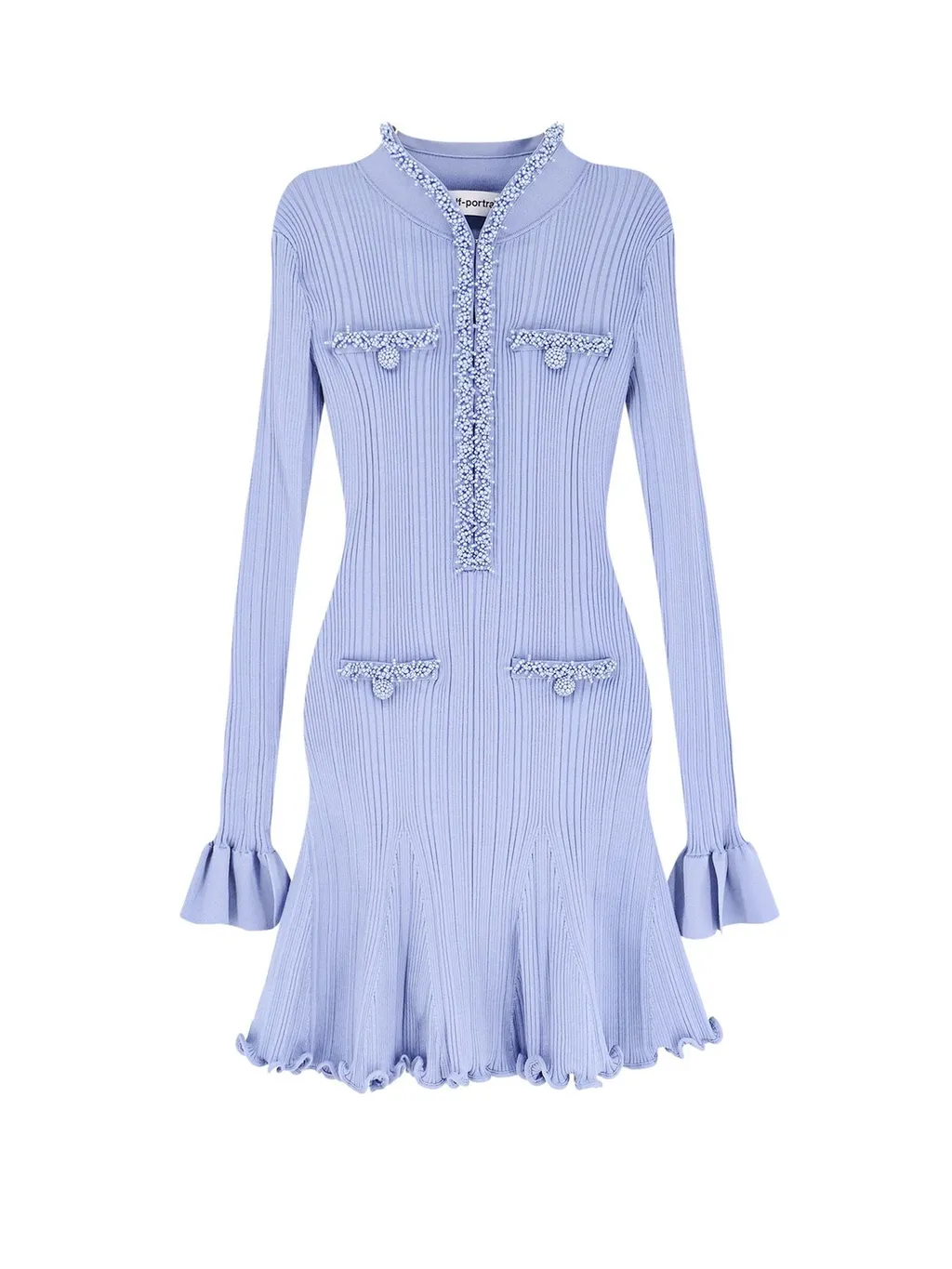 Ribbed Knit Dress With Ruffle Trim
