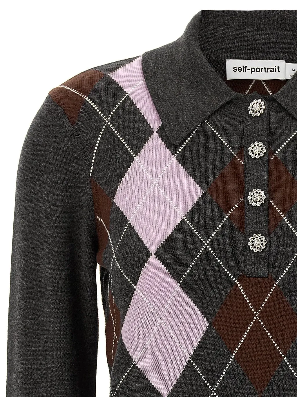 Argyle Knit Polo Sweater