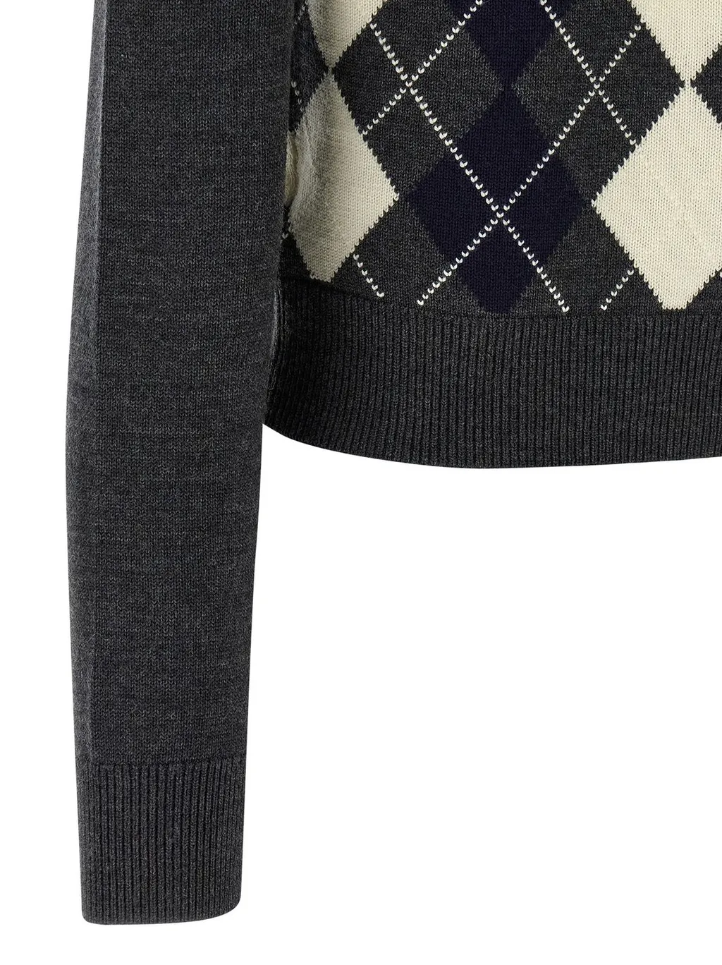 Argyle Knit Sweater With Embellished Collar