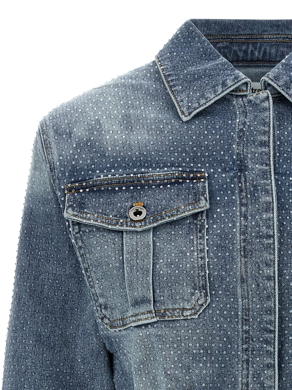 Denim Playsuit Embellished With Crystals