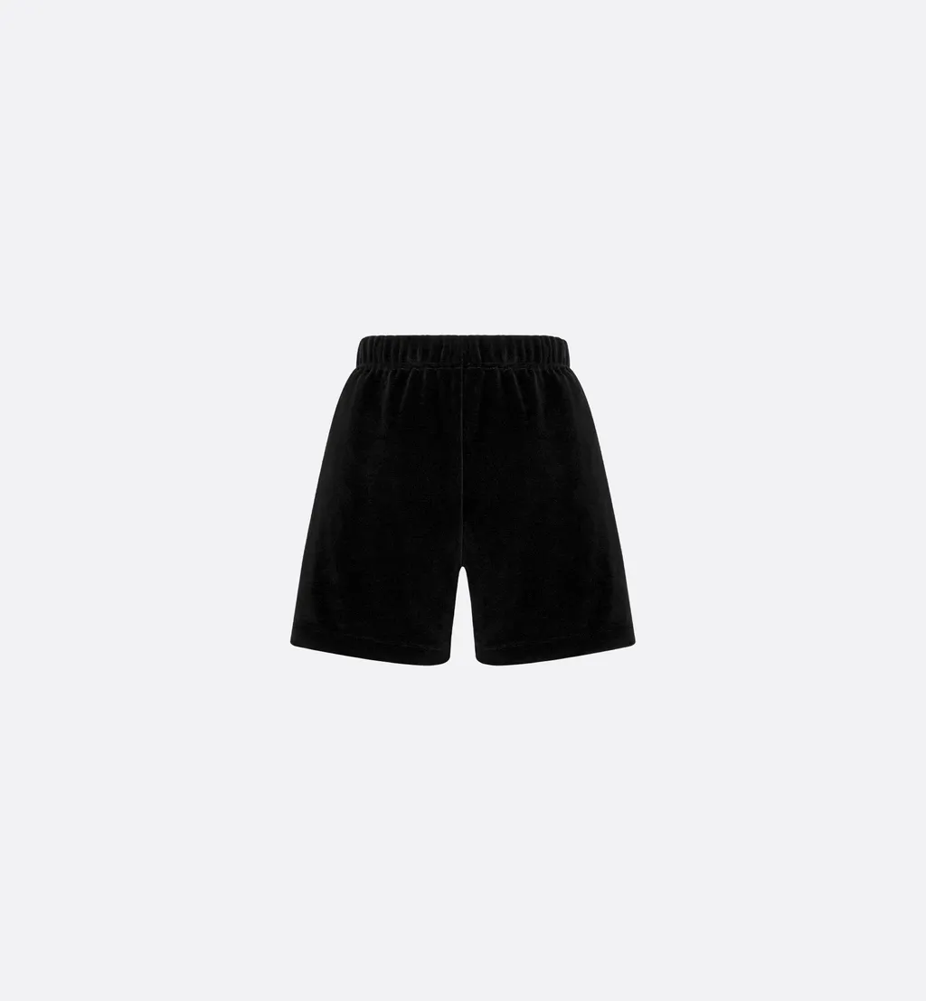 Velvet Shorts With Bee Embroidery