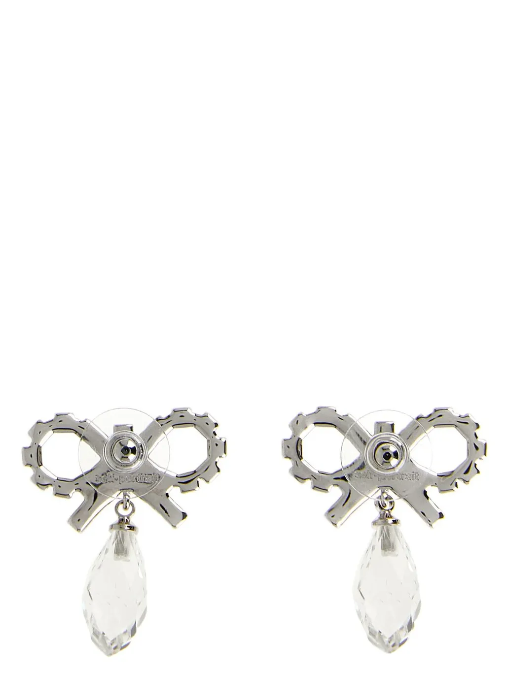 Bow Earrings With Crystal Drop