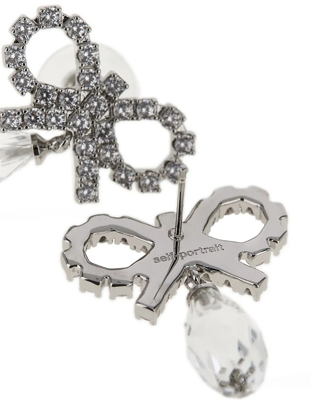 Bow Earrings With Crystal Drop