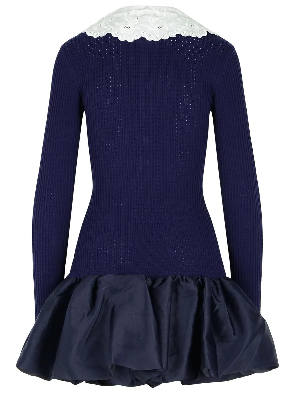 Ribbed Knit Dress With Ruffled Skirt