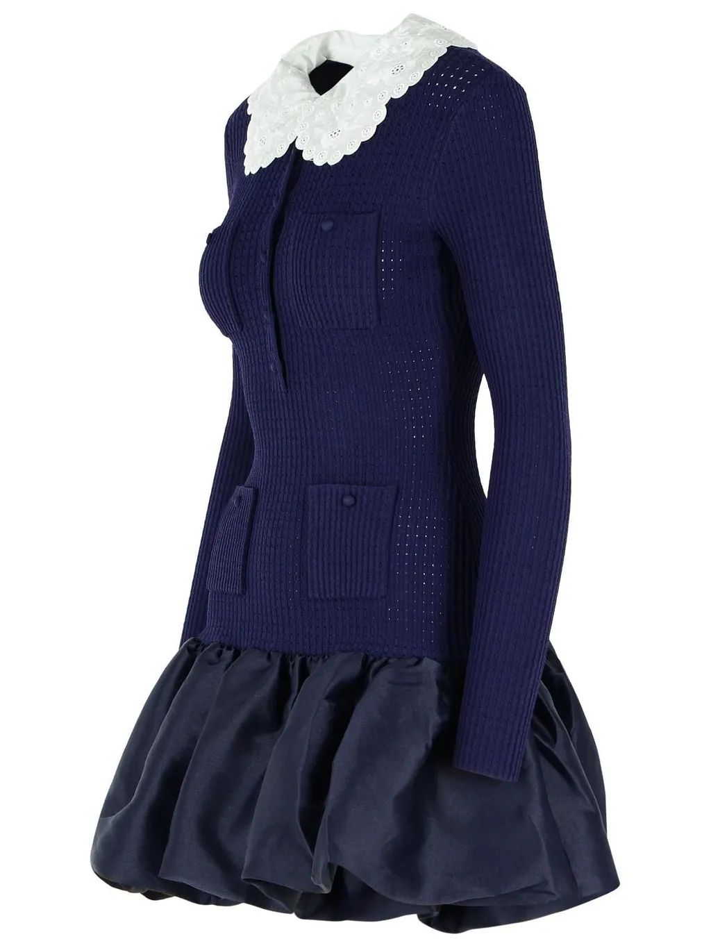 Ribbed Knit Dress With Ruffled Skirt