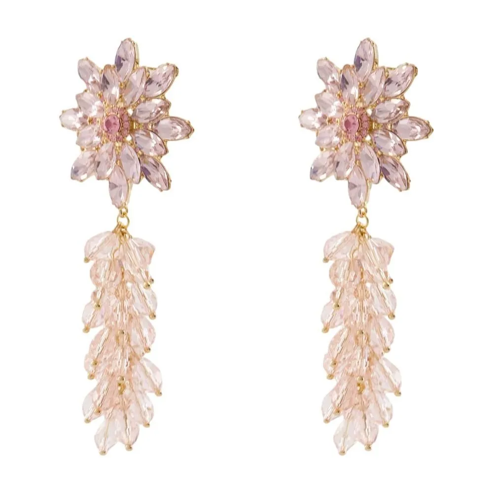Floral Crystal Drop Earrings
