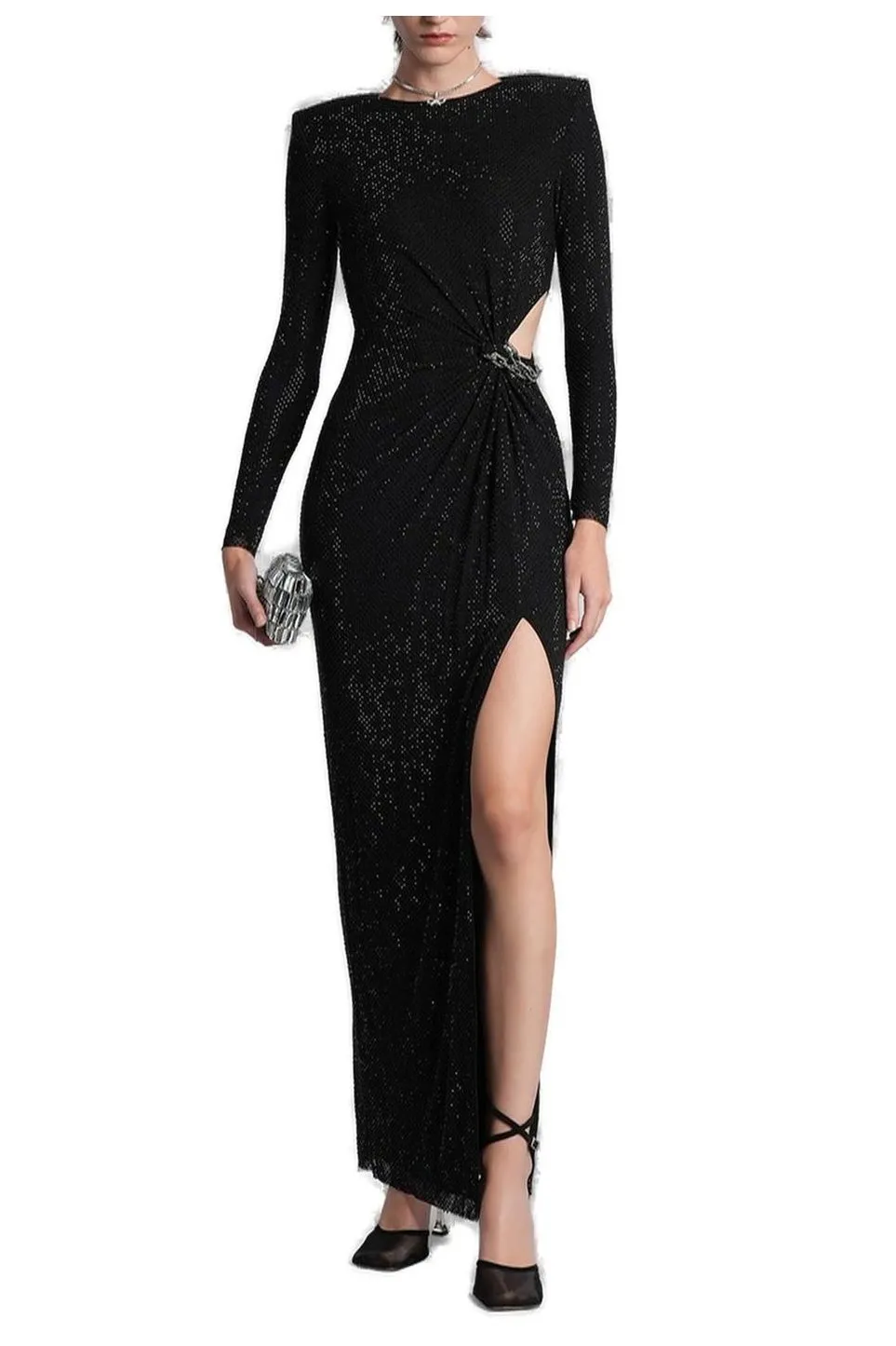Sequined Gown With Cutout And Draping
