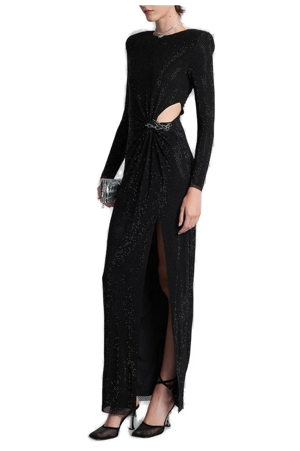 Sequined Gown With Cutout And Draping