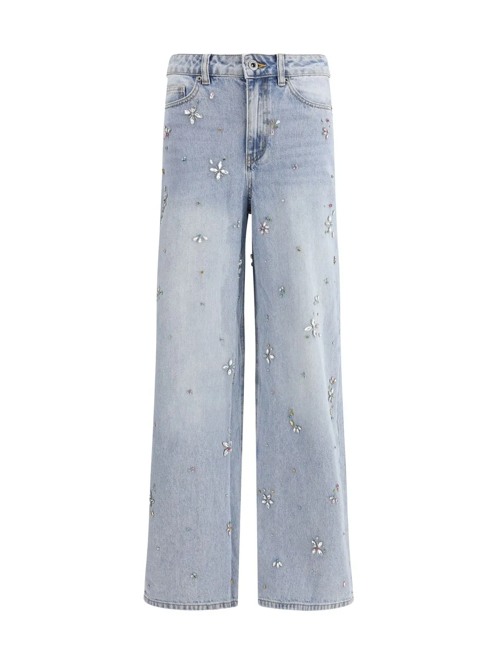 Wide-Leg Jeans With Floral Embellishments