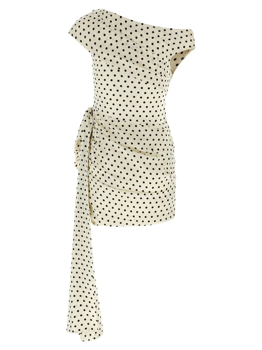 One-Shoulder Polka Dot Mini Dress