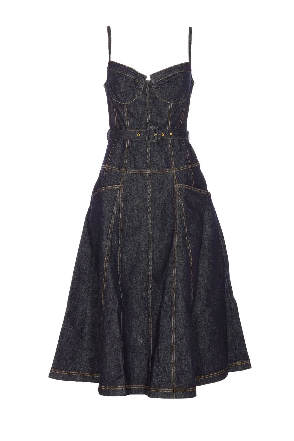 Denim Bustier Midi Dress