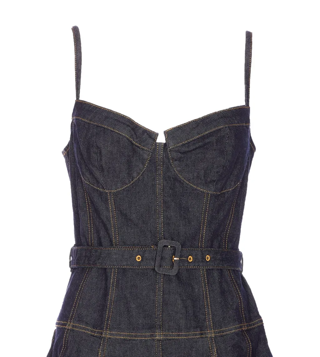 Denim Bustier Midi Dress