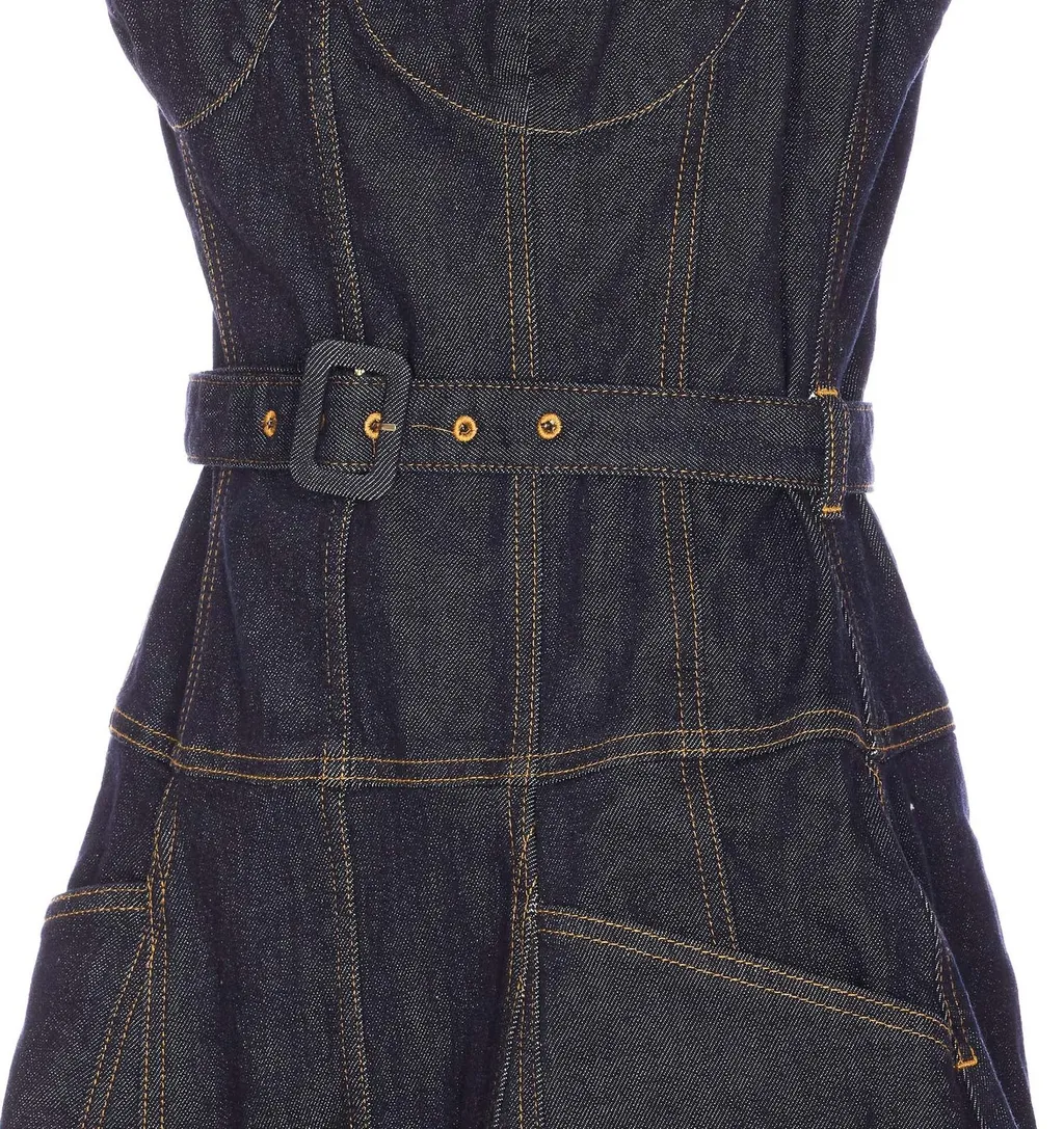 Denim Bustier Midi Dress
