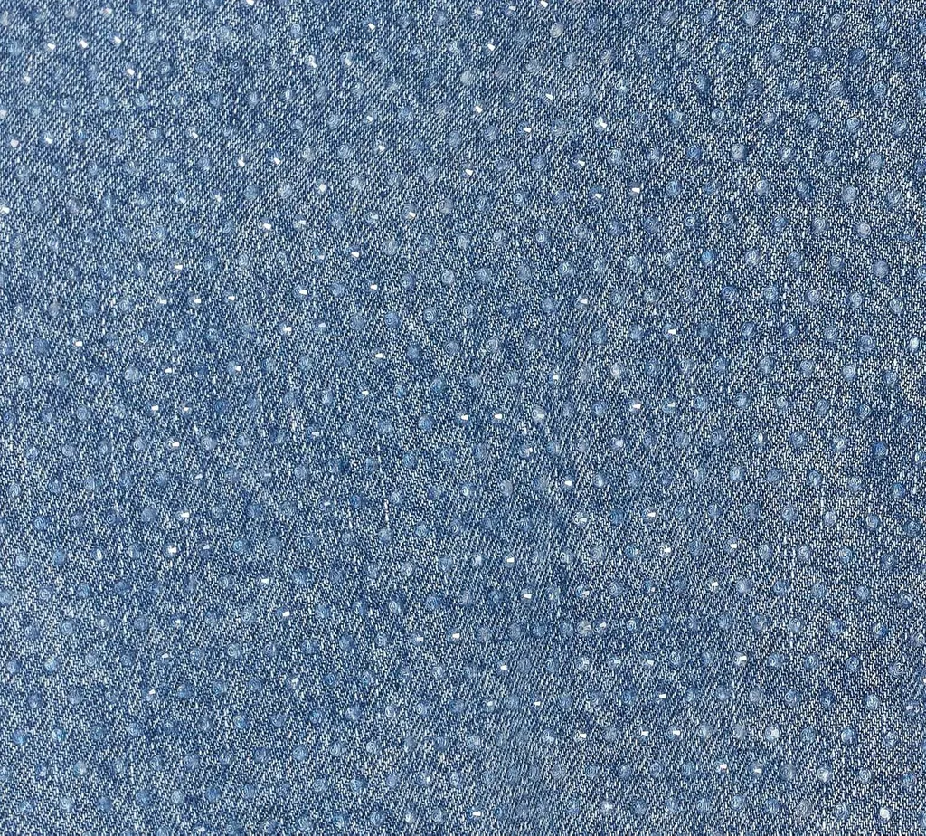Denim Crop Top With Rhinestones