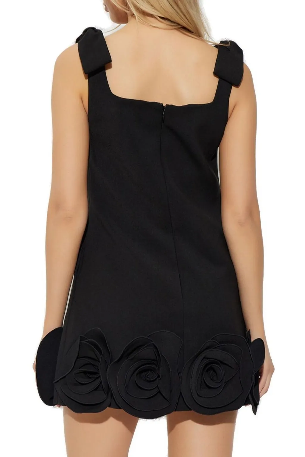 Mini Dress With Rose Appliqué