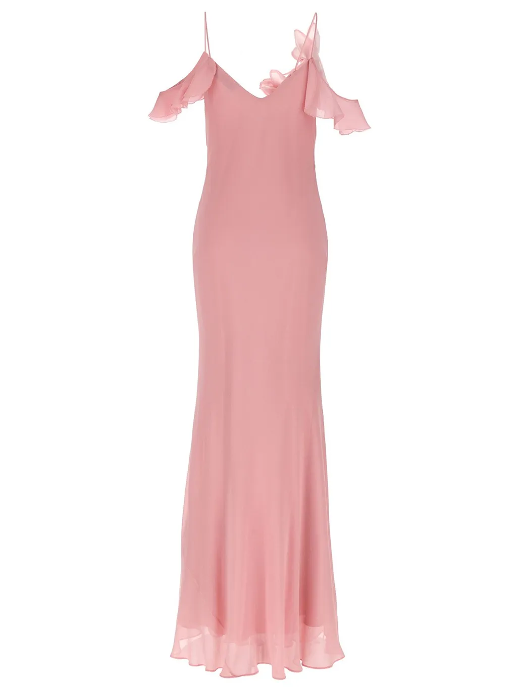 Ruffled Cold Shoulder Gown