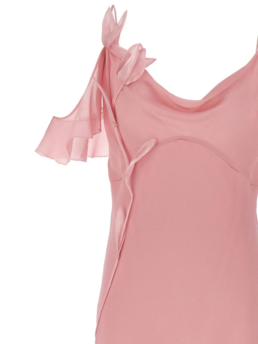 Ruffled Cold Shoulder Gown