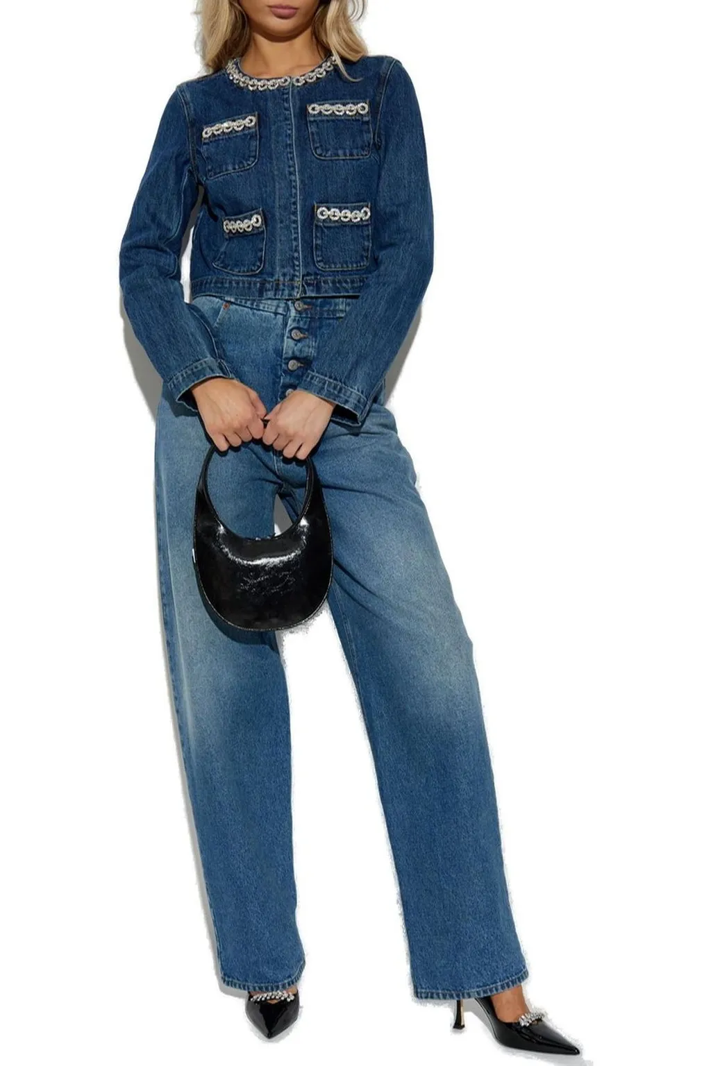 Denim Jacket With Embellished Trim