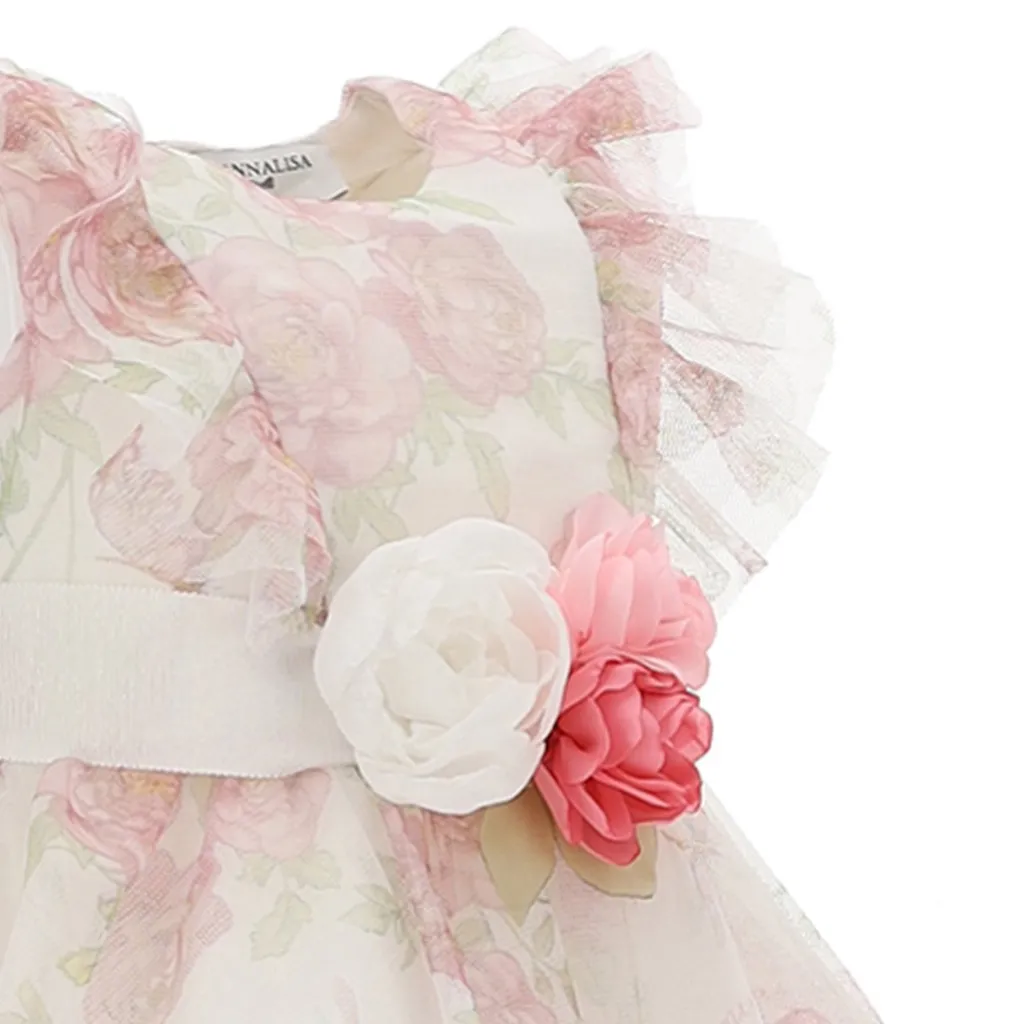 Monnalisa Floral Printed Ruffled Dress