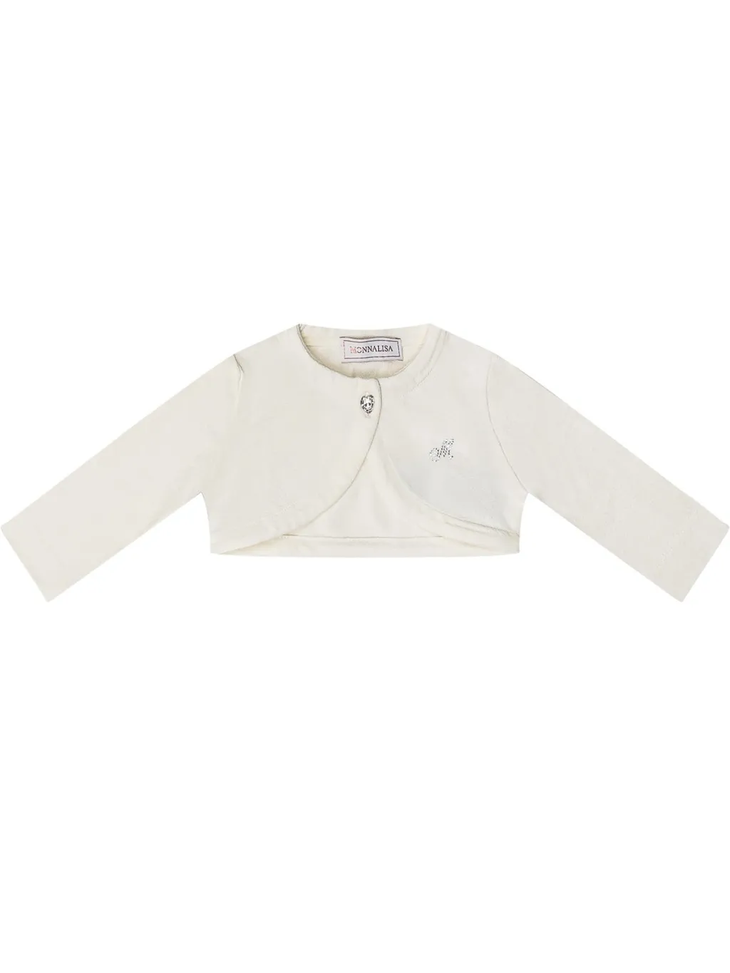 Monnalisa Logo Embellished Cropped Cardigan