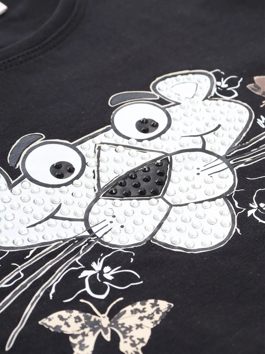 Monnalisa Pink Panther Long-Sleeved Crewneck T-Shirt