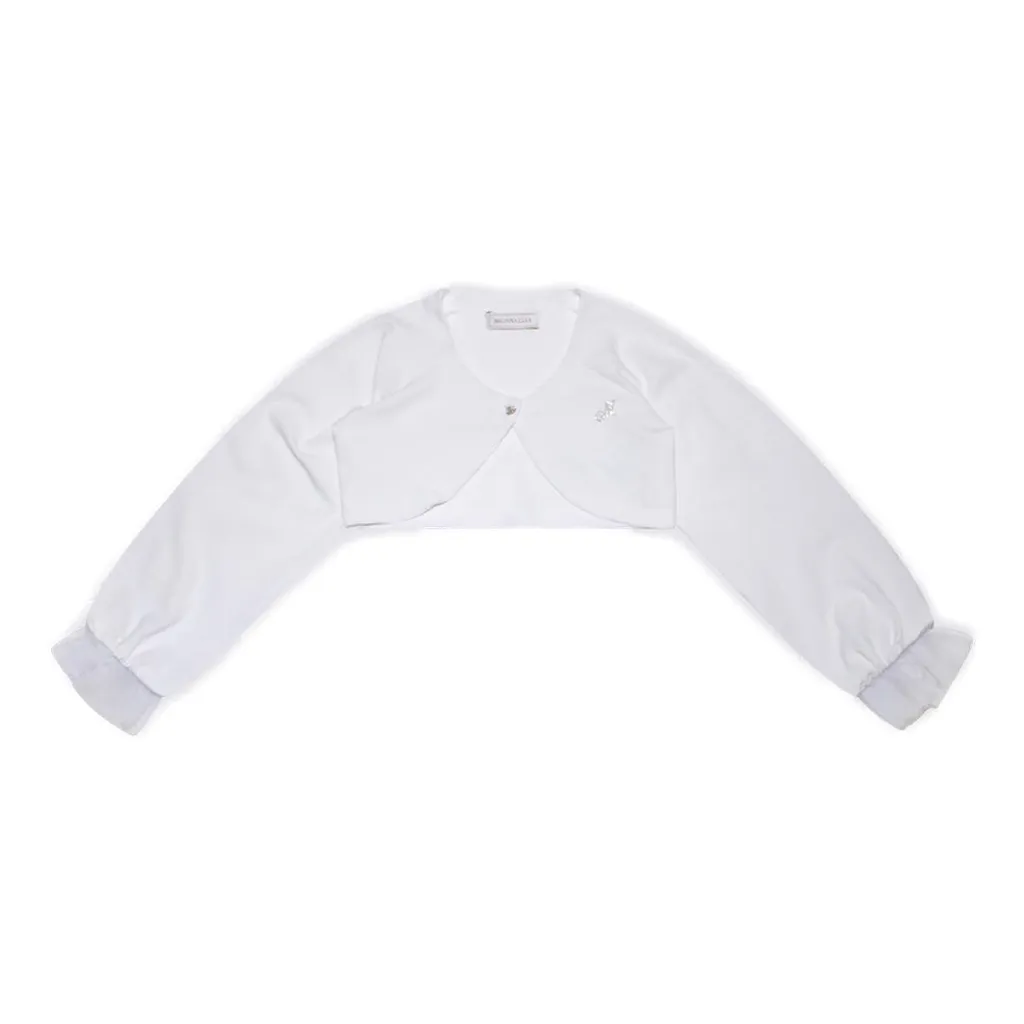 Monnalisa Logo Embellished Cropped Knitted Cardigan