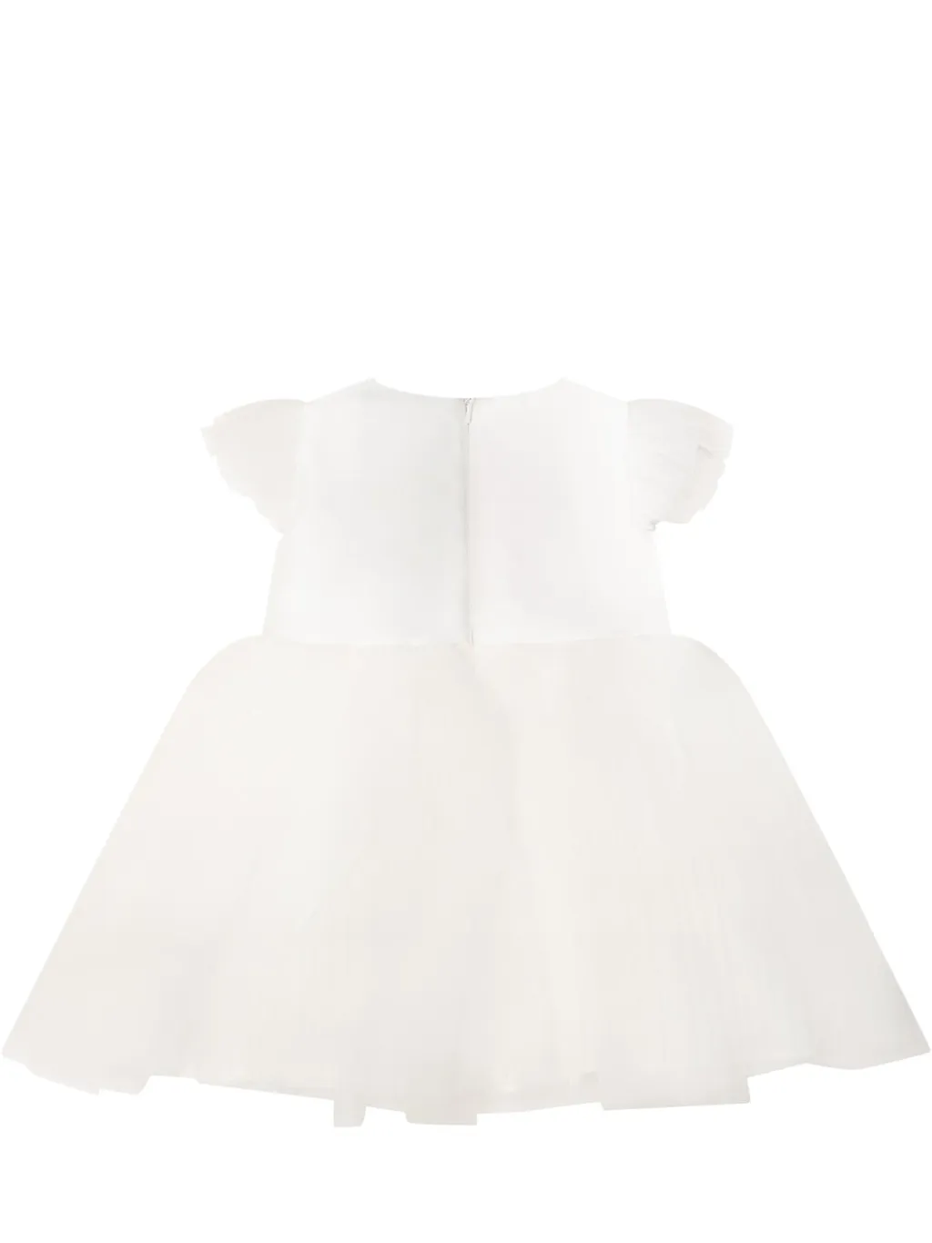 Monnalisa Floral Patch Tulle Flared Dress