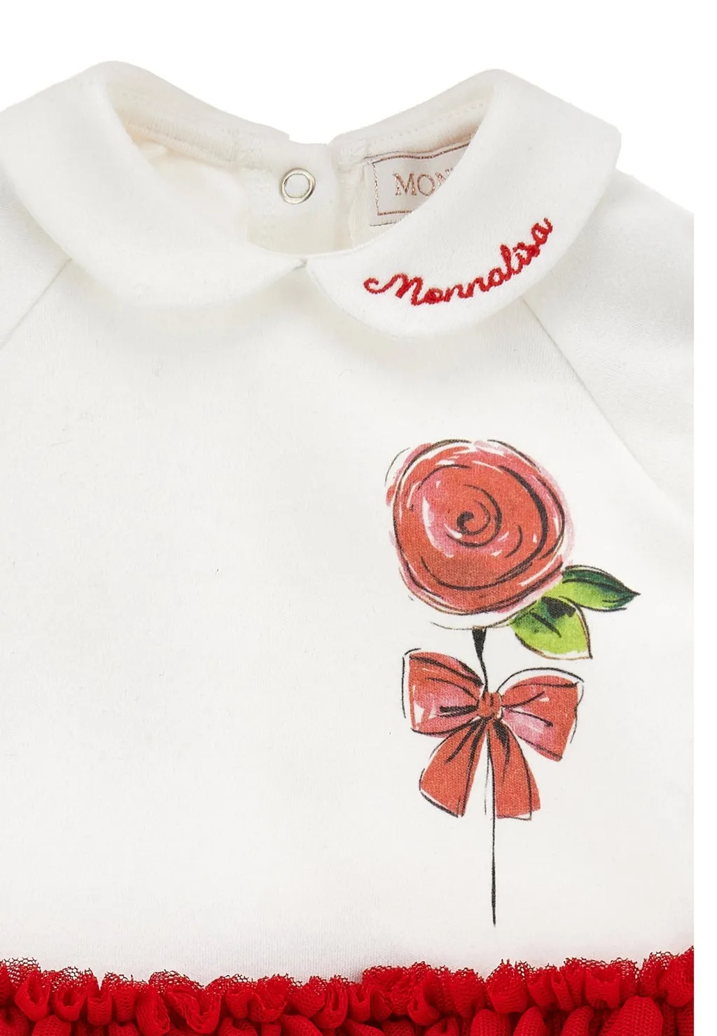 Monnalisa Logo Embroidered Ruffle-Detailed Babygrow Set