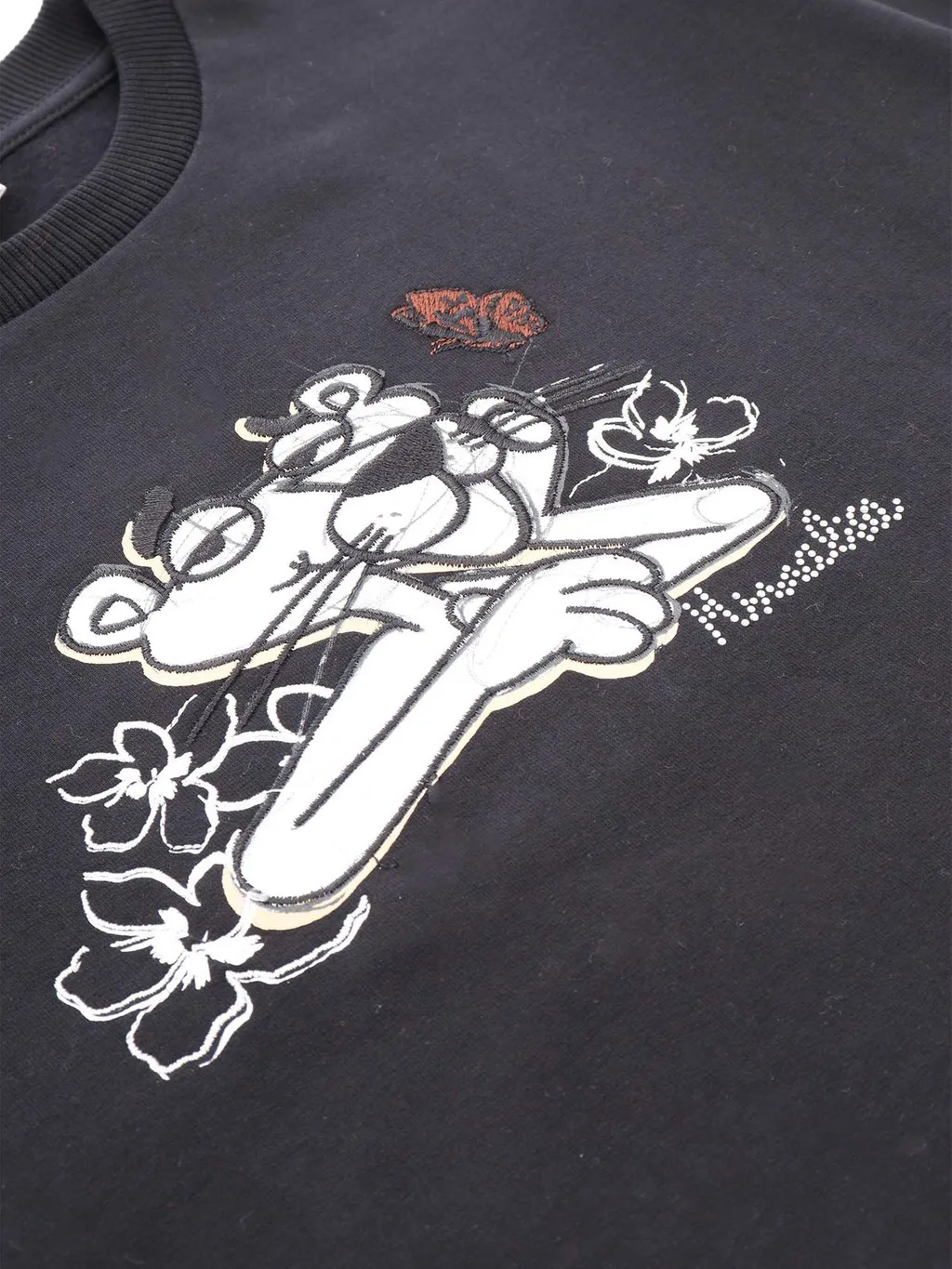 Monnalisa Pink Panther-Embroidered Crewneck Sweatshirt