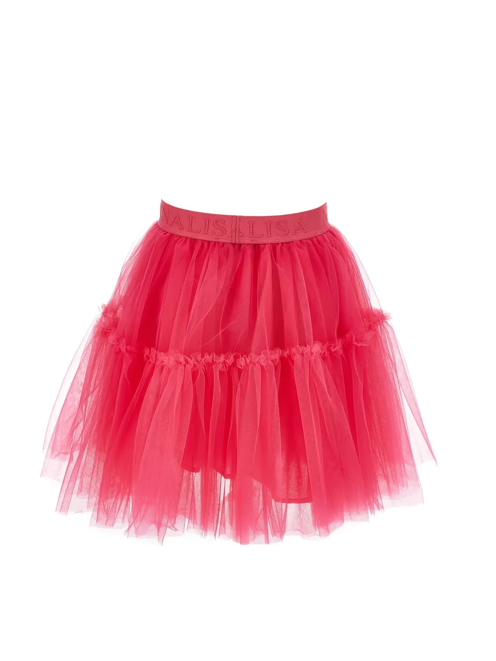 Monnalisa Logo-Waistband Tiered Tulle Overlay Skirt