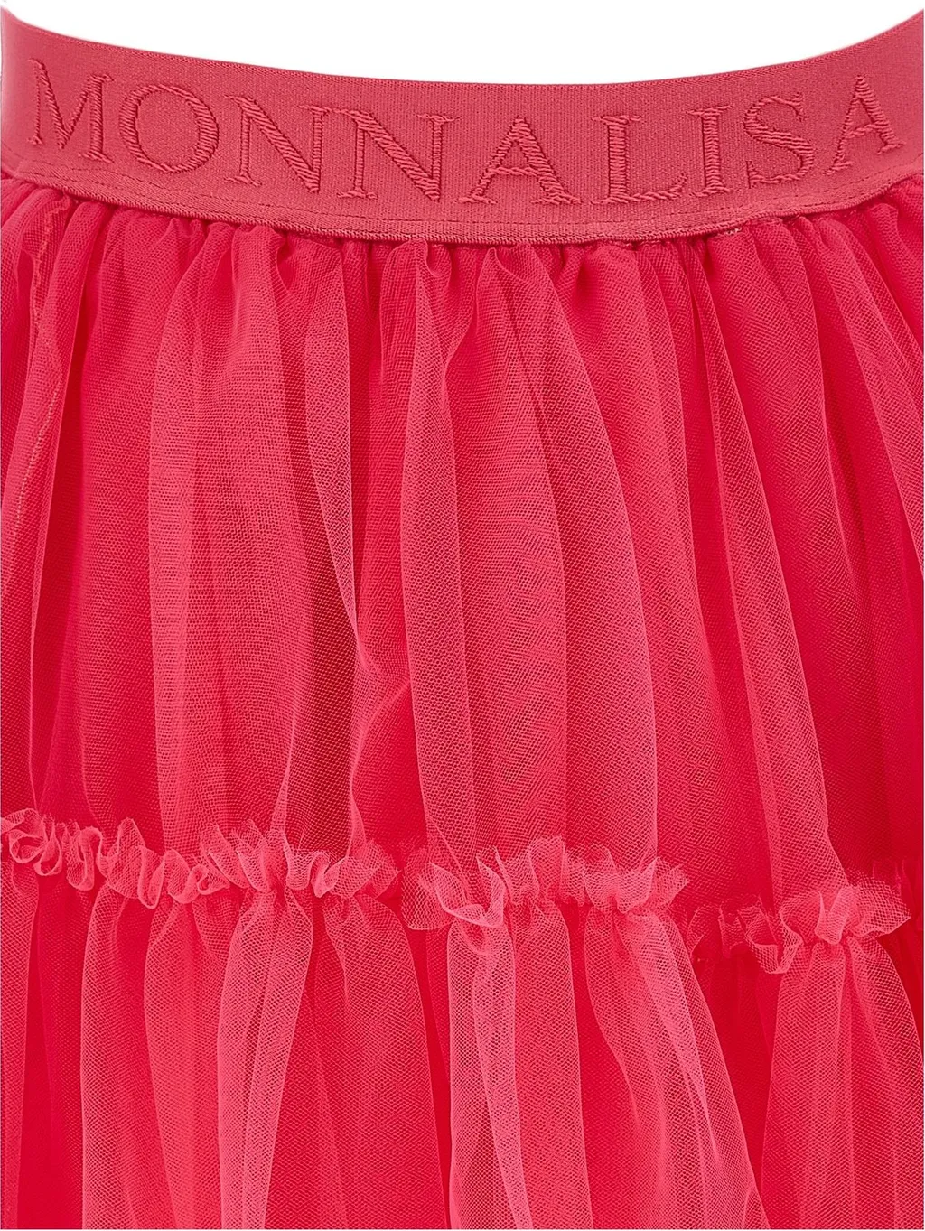 Monnalisa Logo-Waistband Tiered Tulle Overlay Skirt