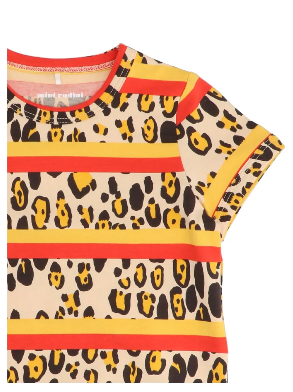 Mini Rodini Leopard Printed Striped T-Shirt