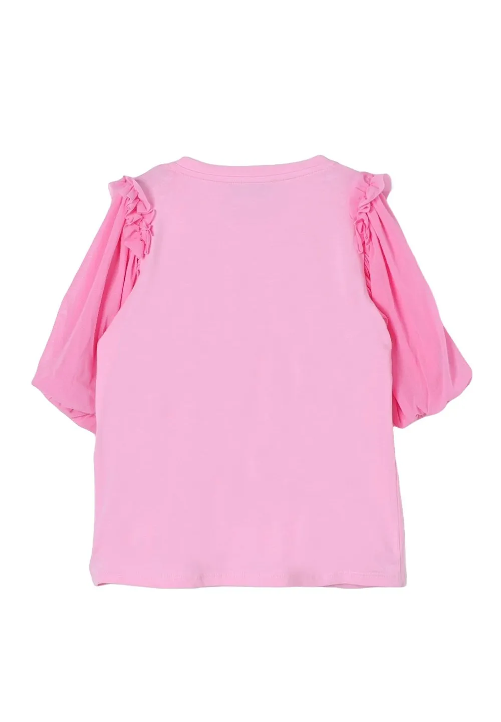 Miss Blumarine Embellished Logo Ruffle-Sleeved T-Shirt