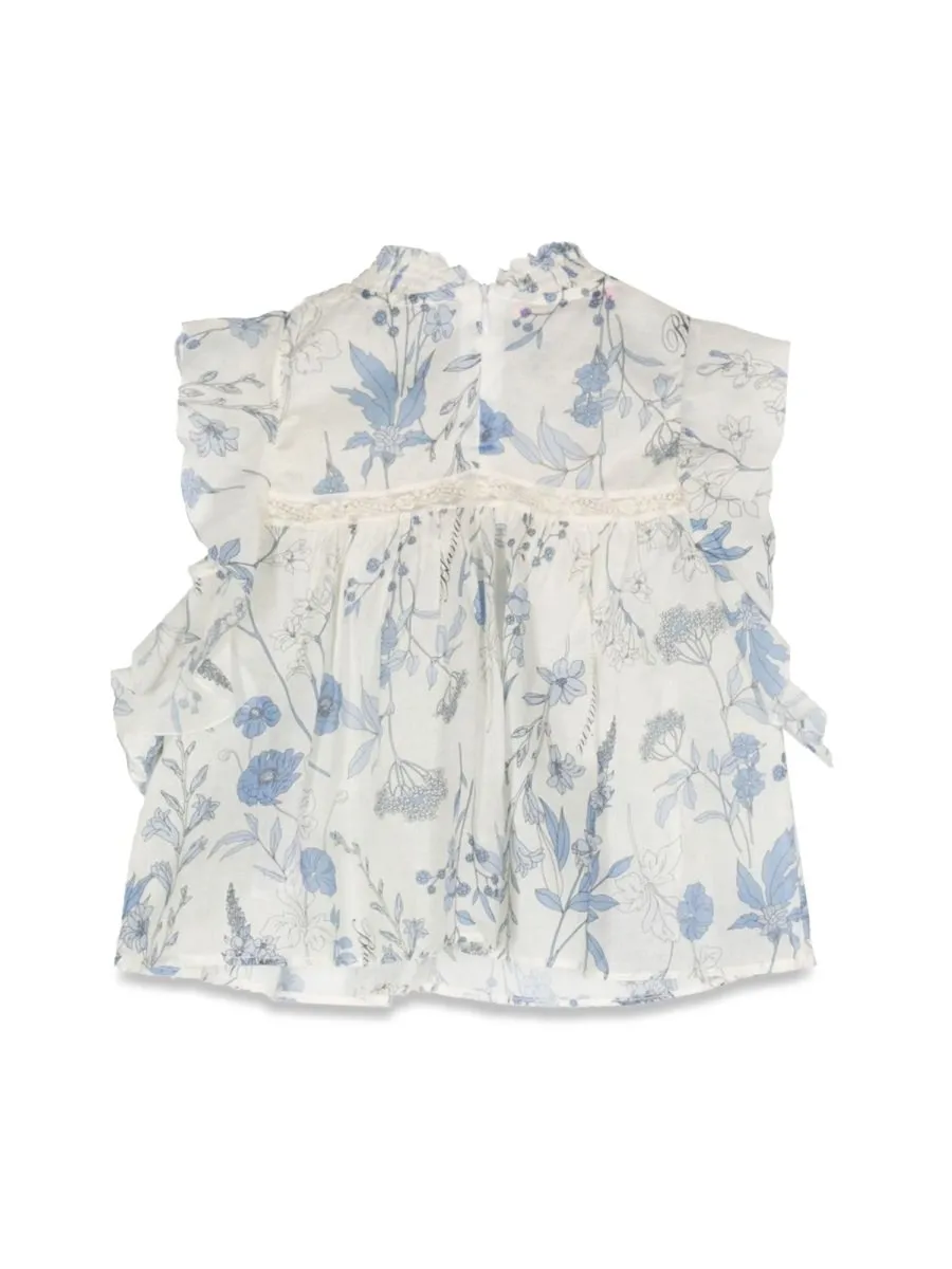 Miss Blumarine Floral Ruffle Top