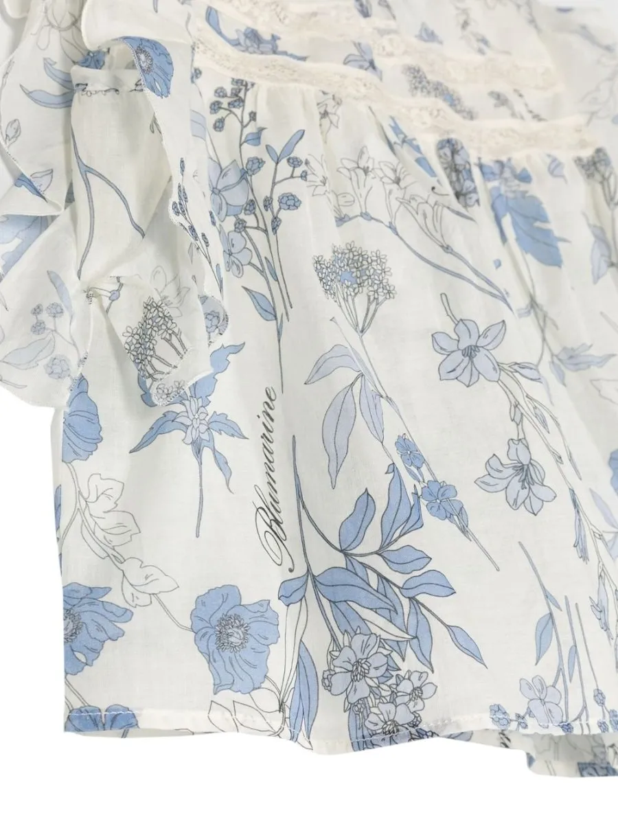 Miss Blumarine Floral Ruffle Top