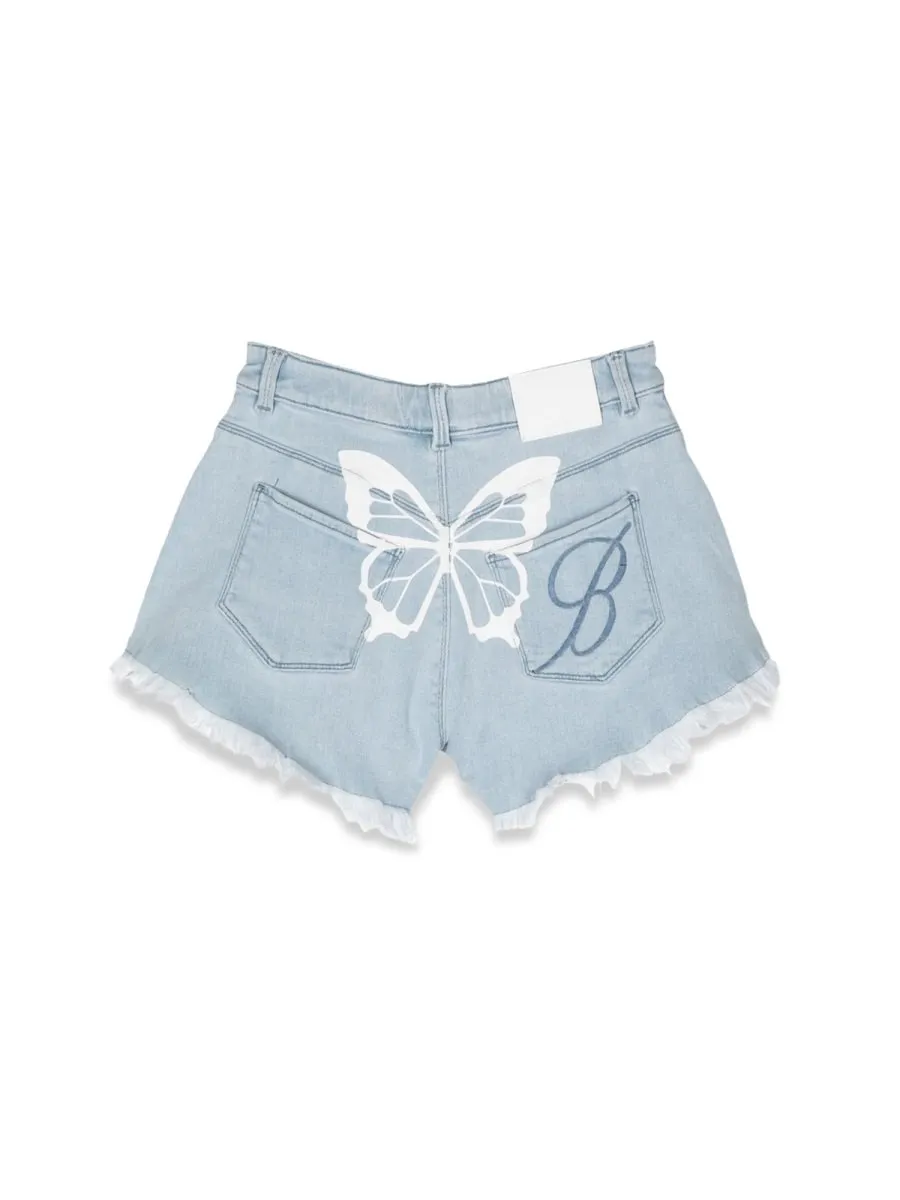 Miss Blumarine Frayed Hem Denim Shorts