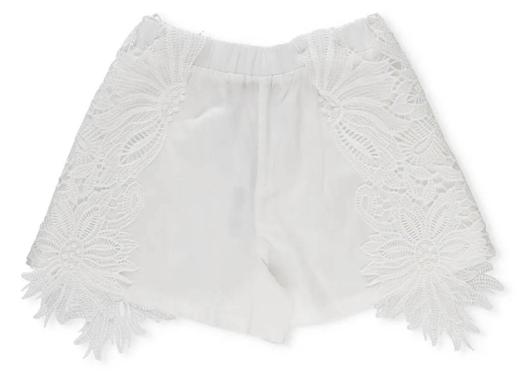 Miss Blumarine Logo Lettering Lace Shorts