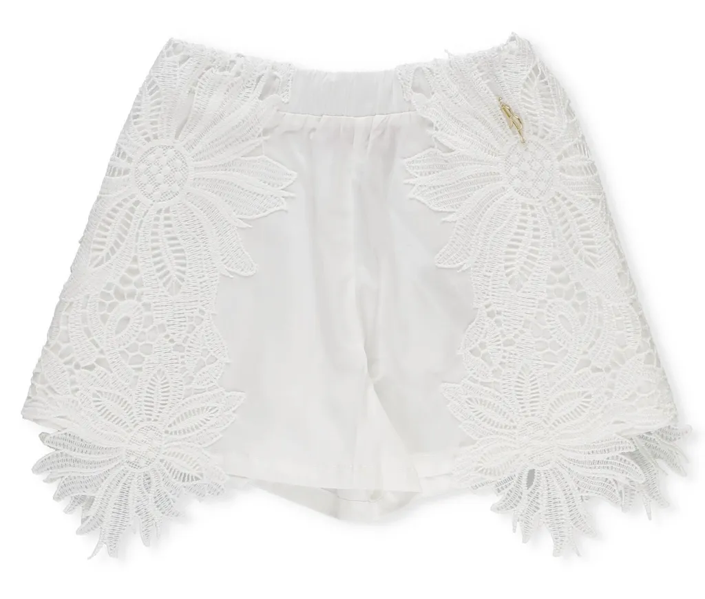 Miss Blumarine Logo Lettering Lace Shorts