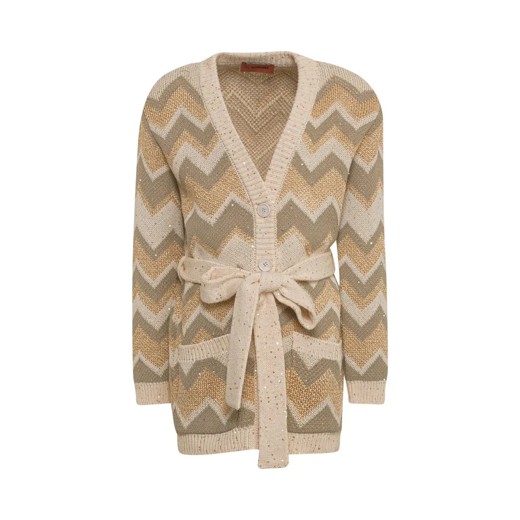 Missoni Kids Zigzag Belted Knitted Cardigan